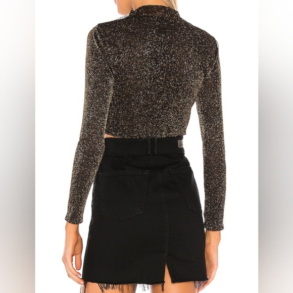 Revolve Lovers and Friends Riya in Black & Gold Sheer Sparkly Sz Small Top - Picture 5 of 11